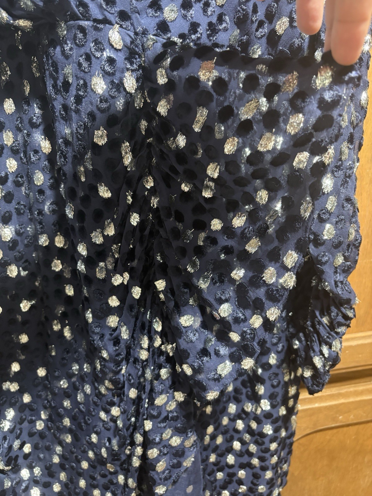 Kate Spade New York Navy Velvet Silver Dot Mini Dress Long Sleeve Size 16