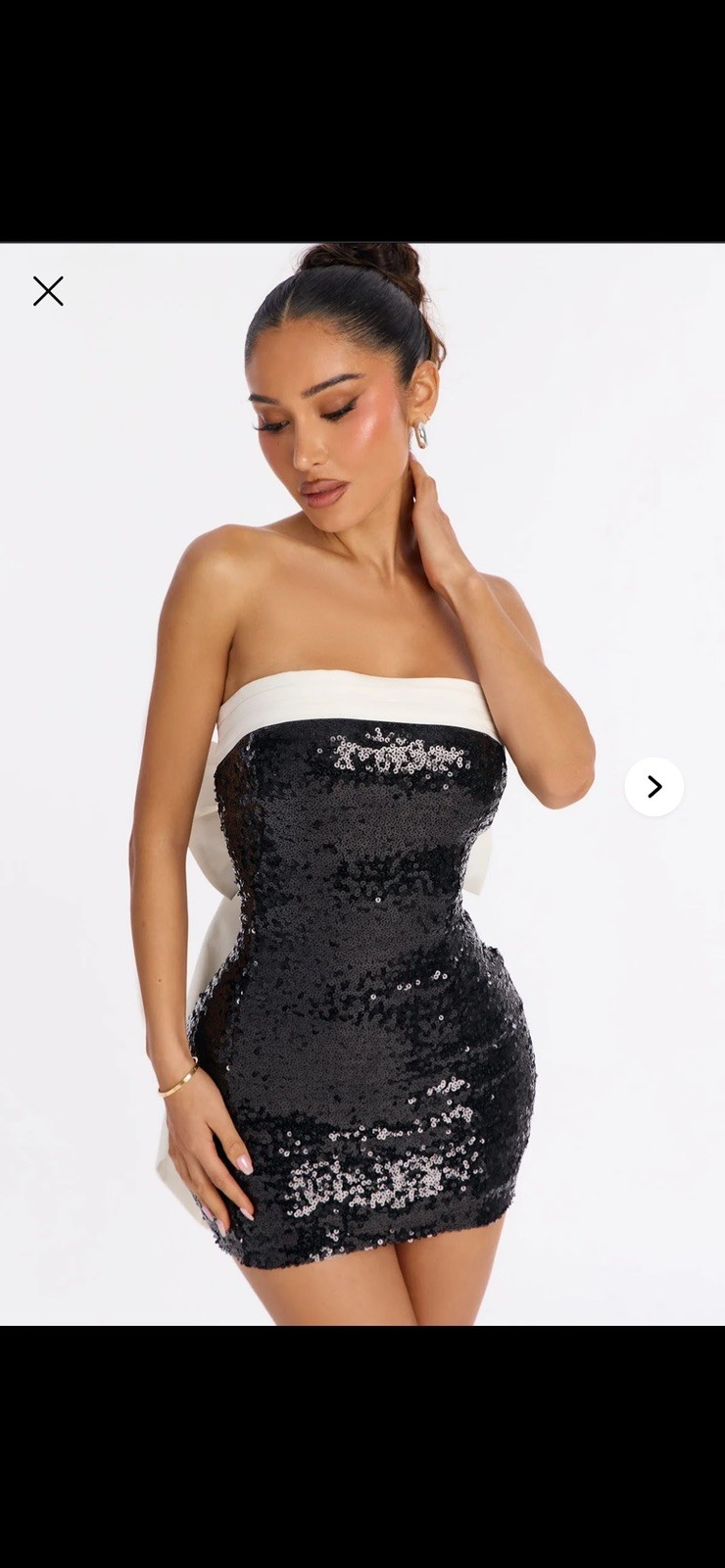 FASHION NOVA Becca Bow Sequin Mini Dress Black White Bow Party Plus 2X