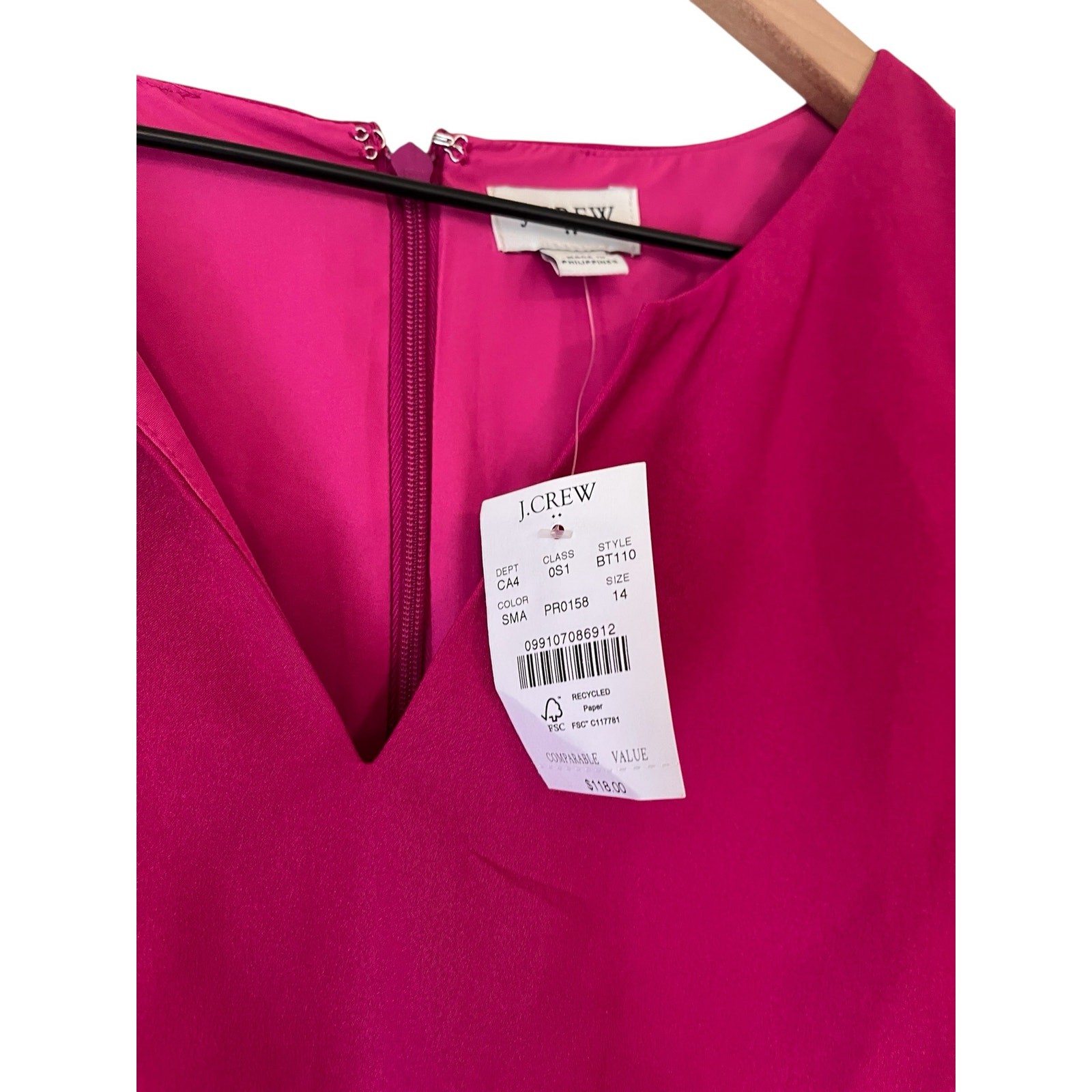 J Crew Factory Womens Pink Sleeveless Split Neck Suiting Dress Size 14 NWT BT110