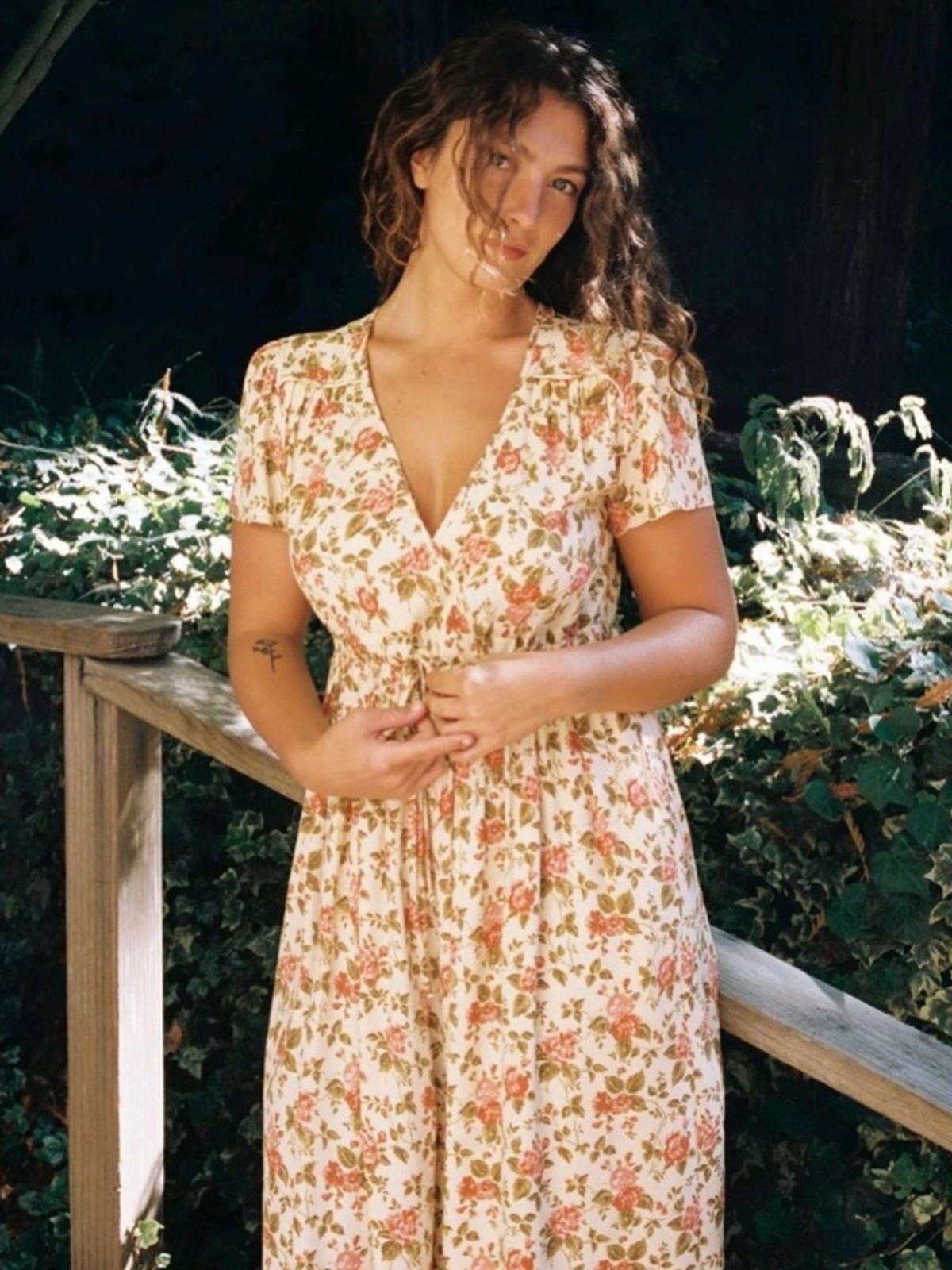 Christy Dawn The Simple Dawn Midi Dress Buttercream English Rose Floral Medium