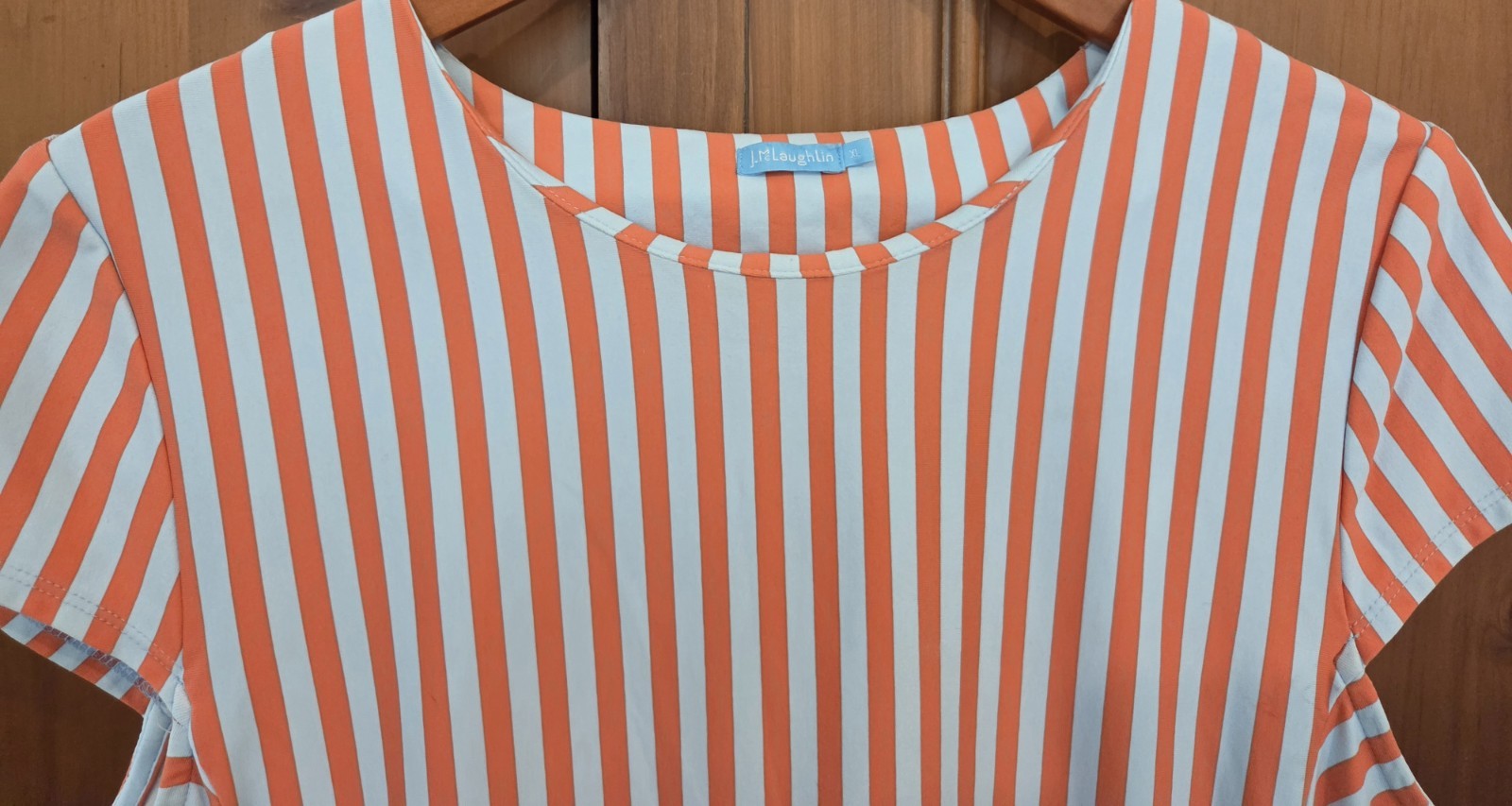 J McLaughlin Womens Orange/Lt. Blue Striped Helena Catalina Jersey Dress XL