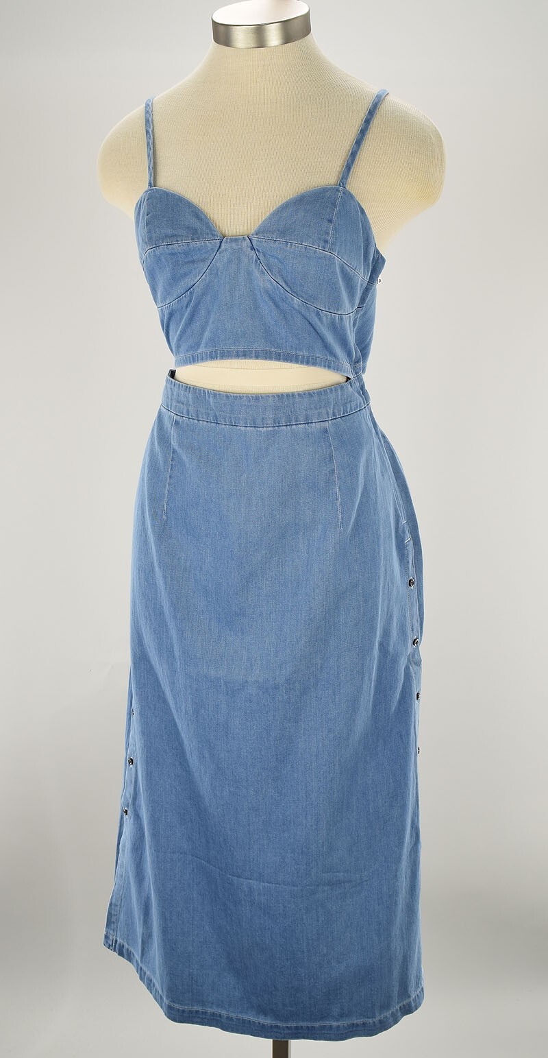 3×1 Womens Chambray AUGUSTINE Peek a Boo Midi Cotton Dress SMALL NWT