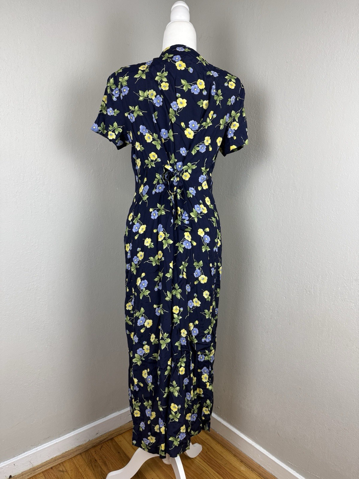 Vintage Worthington Navy Blue Floral Cottagecore Dress