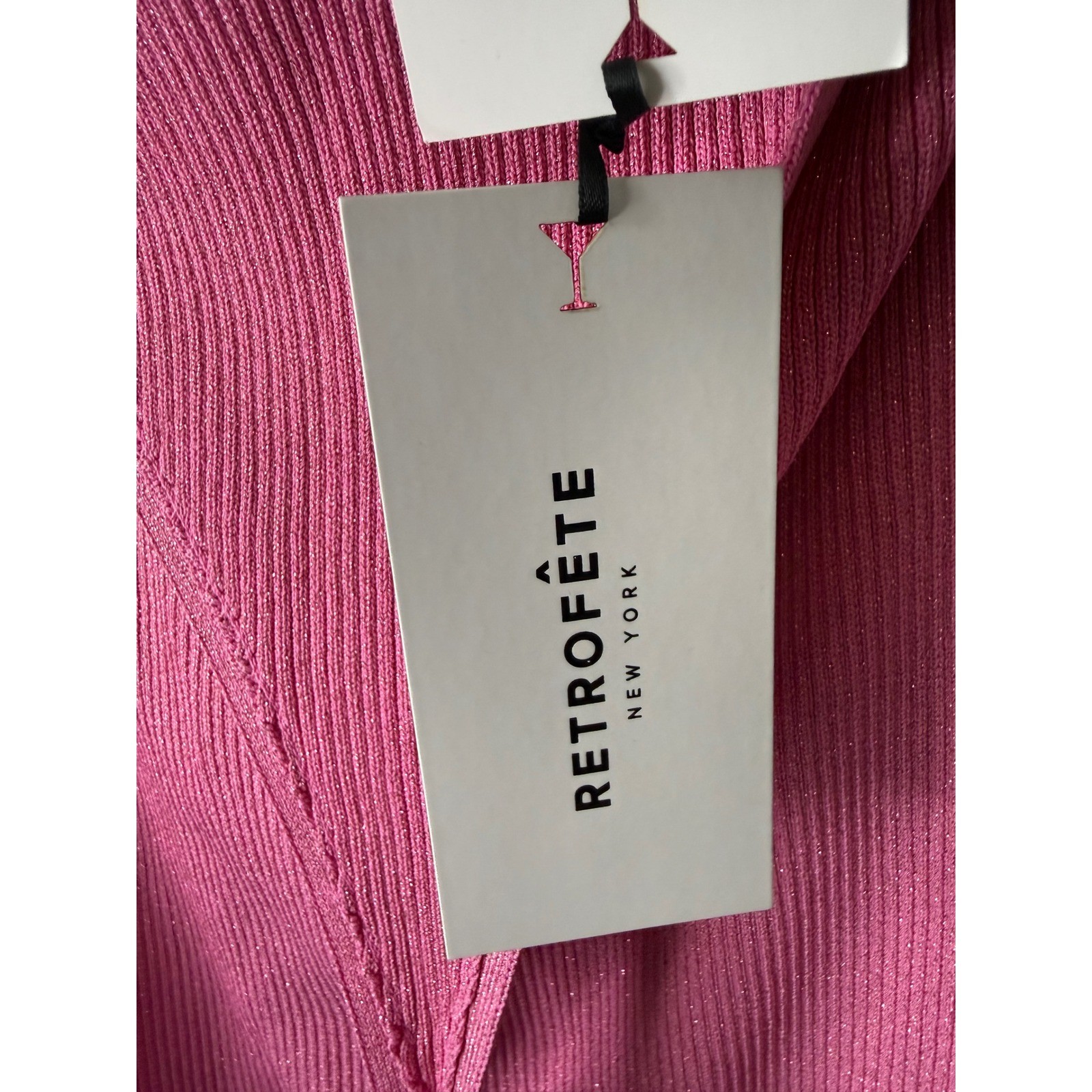Retrofête Eloisa Knit Maxi Dress Metallic Candy Pink Size Large NWT