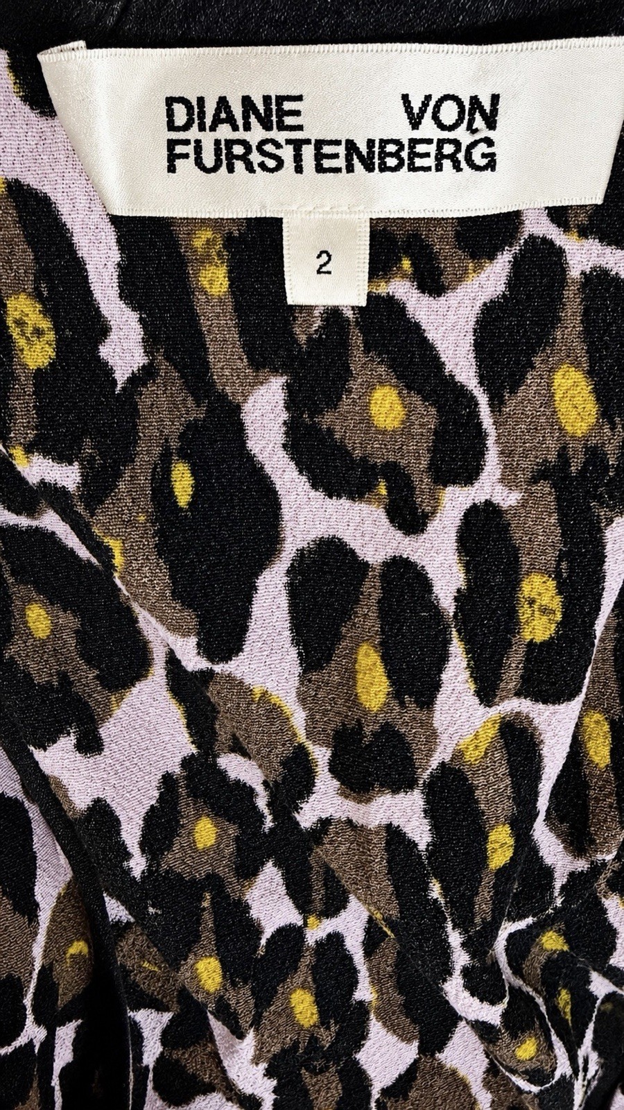 Diane von Furstenberg Leopard Print Wrap Dress – Size 2 – 100% Viscose