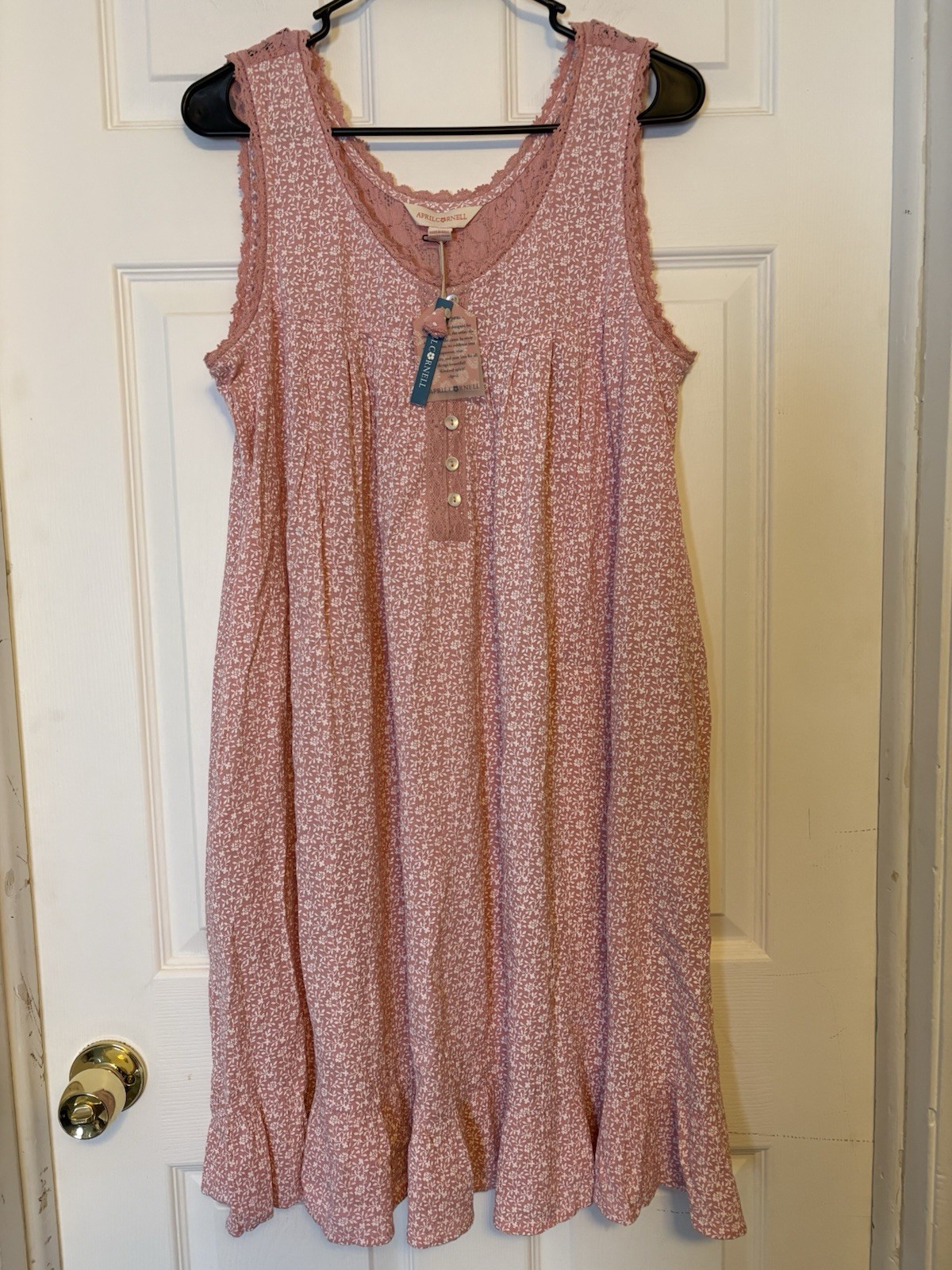 April Cornell Forget Me Not Pink Salmon Floral Dress Size Small
