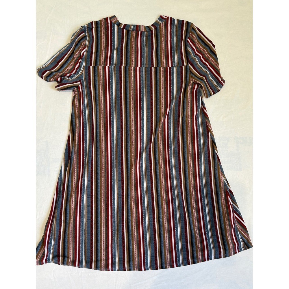 BCBGeneration Womens Multi Color Striped Short Sleeve Shift Mini Dress Small