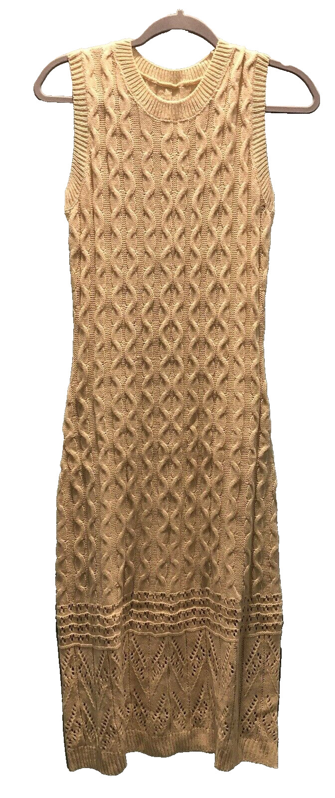Size Small Beige Sleeveless Maxi Sweater Dress