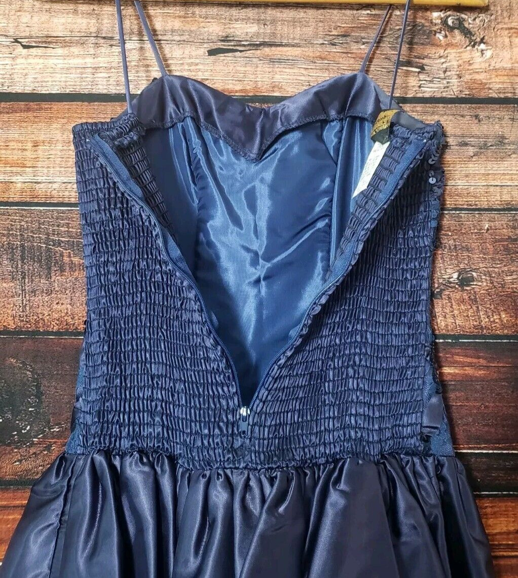 Notorious Dress Size 1 Formal Sequin Lace Bodice Bubble Skirt Bow 80s Vintage
