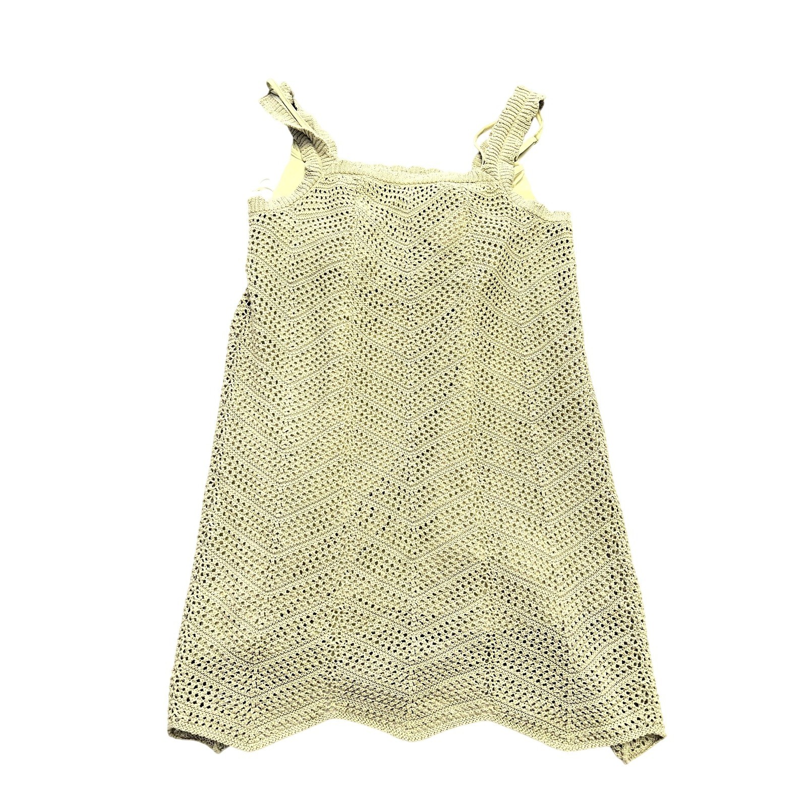 A New Day Knit Dress Womens Medium Light Green Crochet Tank Sleeveless Lined