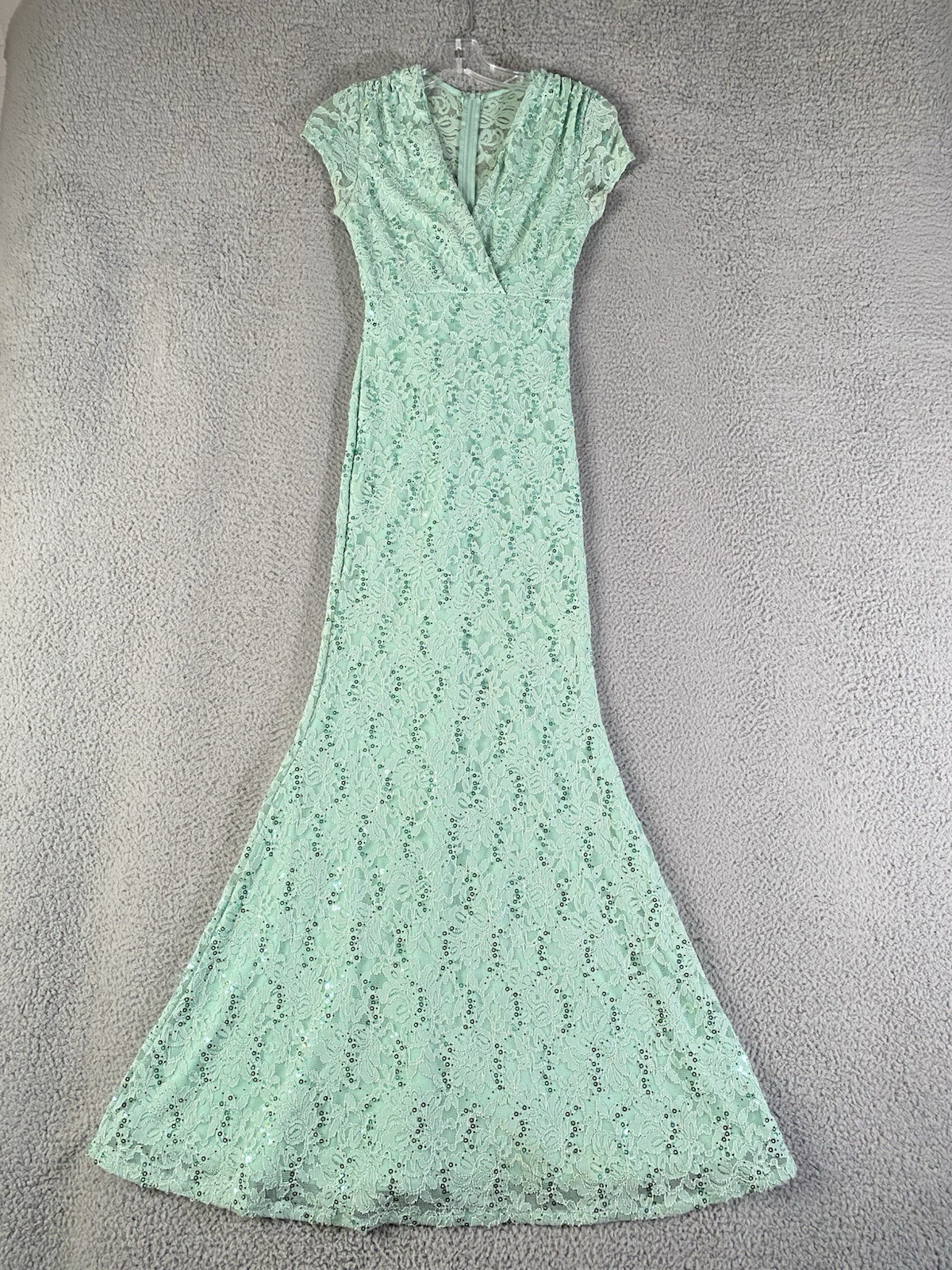 La Scala Dress Womens Small Green Prom Formal Lace Sequin Babydoll Fairy Mermaid
