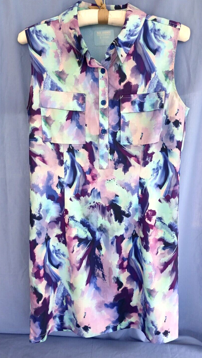 Reel Legends Mariner S Sheath Dress Vent Blue Multi Sleeveless Chest Pockets