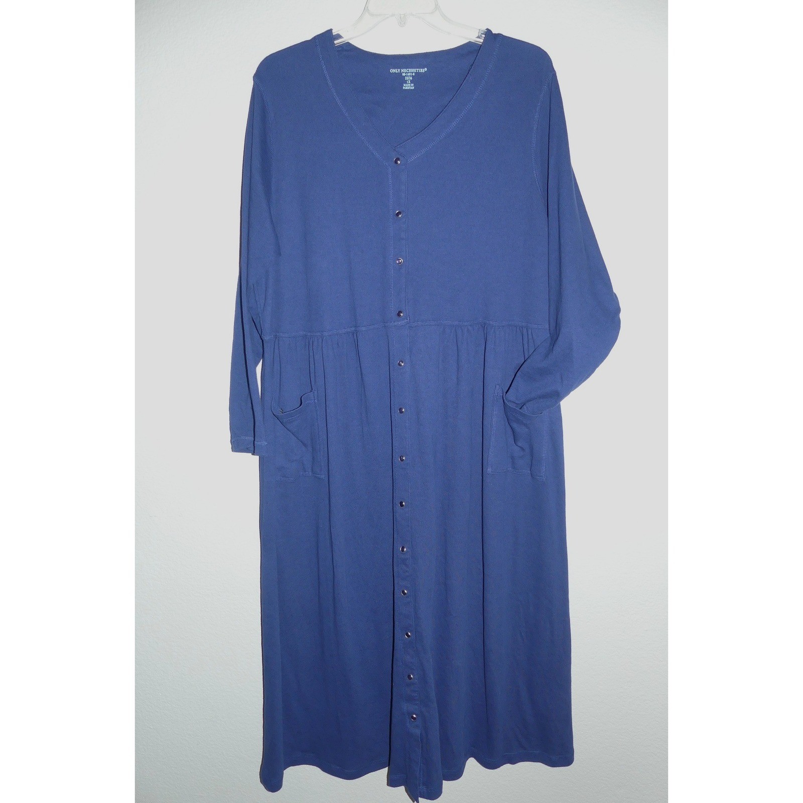 Only Necessities Snap Front Lounger Dress Pockets 1X 22/24 Casual Comfort