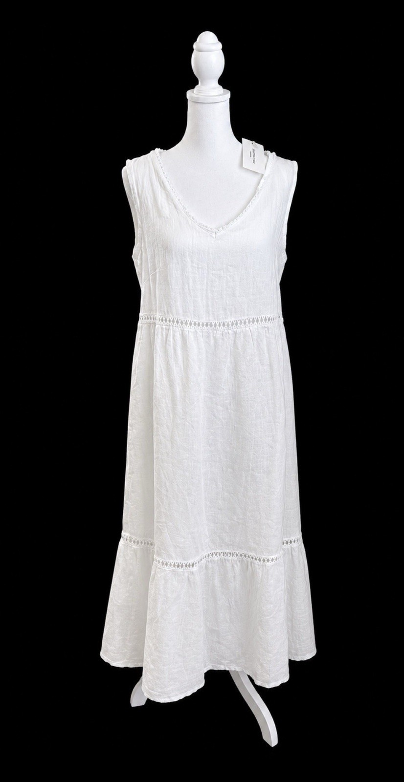 Valentina Naldi Linen Crochet Trim Beach Pics Summer midi Dress sz from Italy