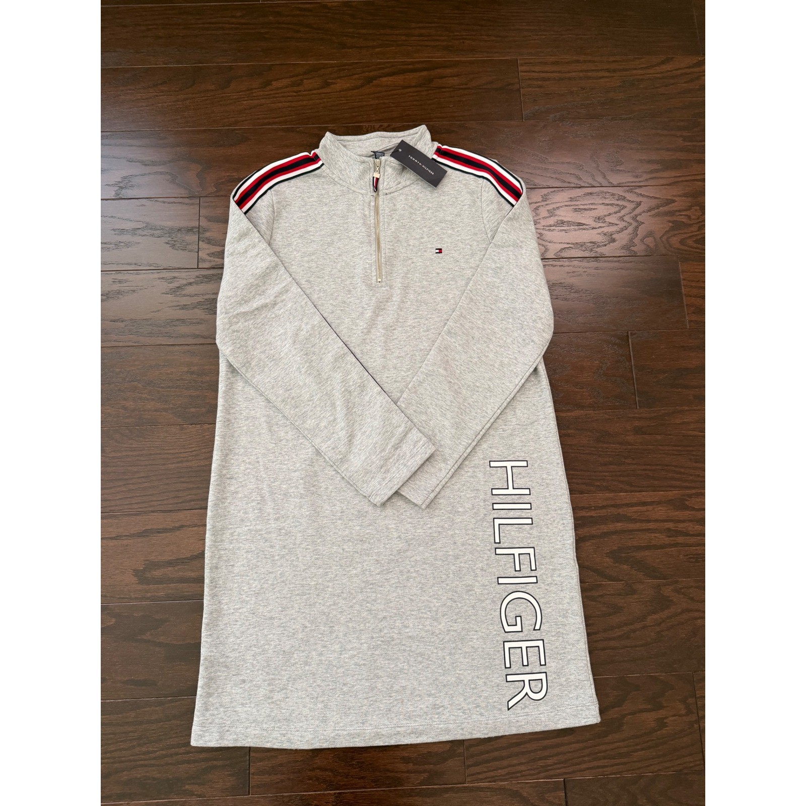 Tommy Hilfiger Womens Heather Gray Quarter Zip Sweatshirt Dress A1GK1KTA Medium