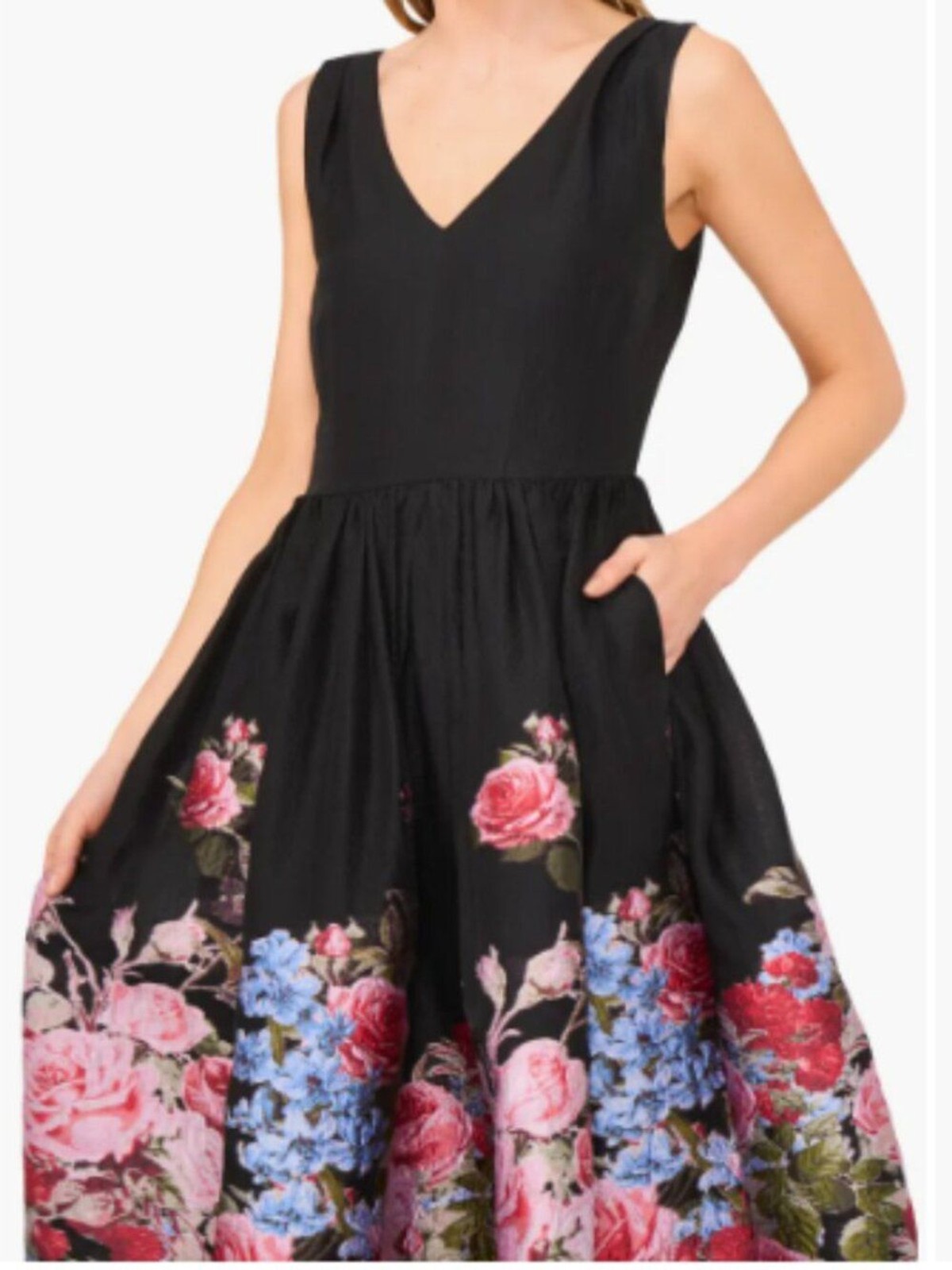 Ted Baker Placed Floral Sleeveless Jacquard Midi Dress Black Ted 0 US XS