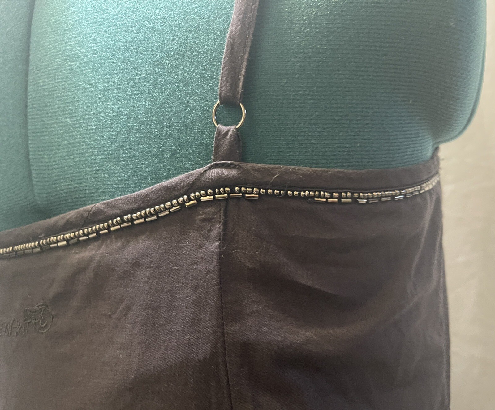 Esprit Beaded Neckline Button Tie Belt Gray A-Line Dress Size 4 See Pictures