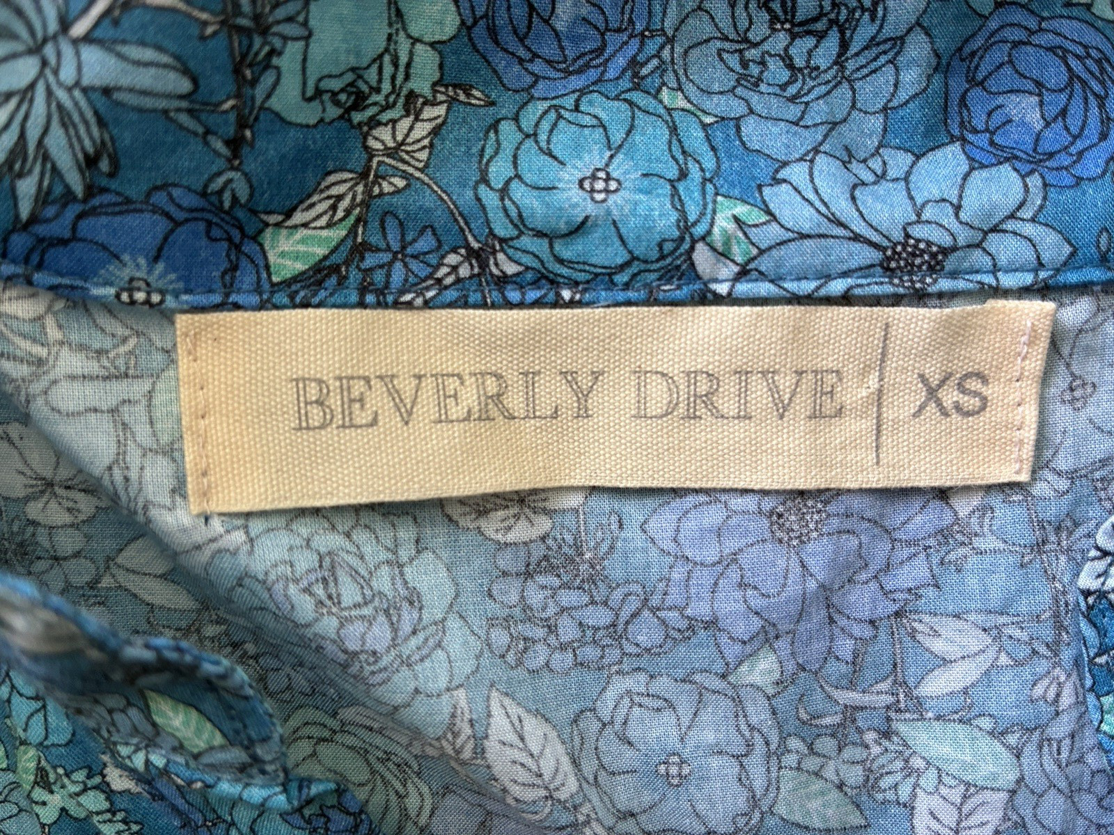 Tuckernuck Beverly Drive Blue Floral Cotton Mini Day Dress Shift XS