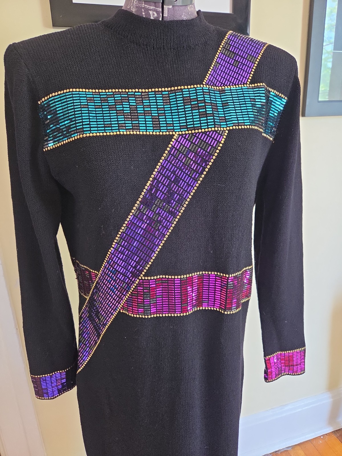 Vintage St. John Evening Paillettes Sequin Knit Dress *SOLD AS IS* PLEASE READ