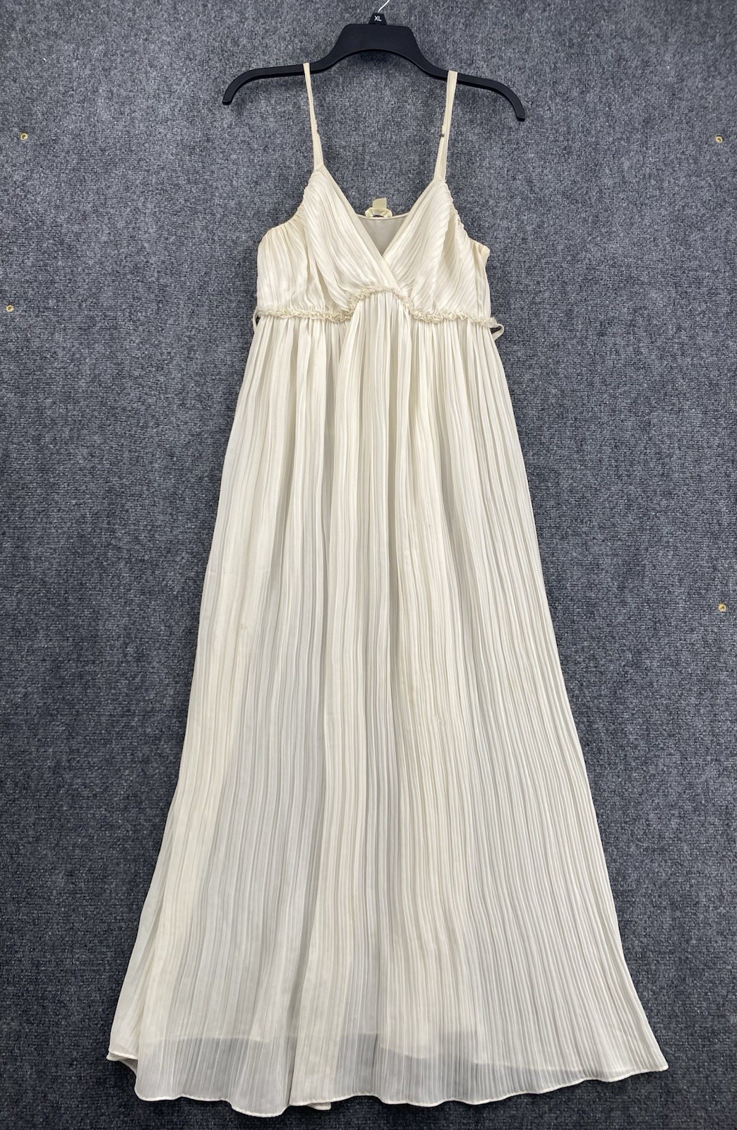 Flora Ivory Pleated Spaghetti Strap Maxi Dress