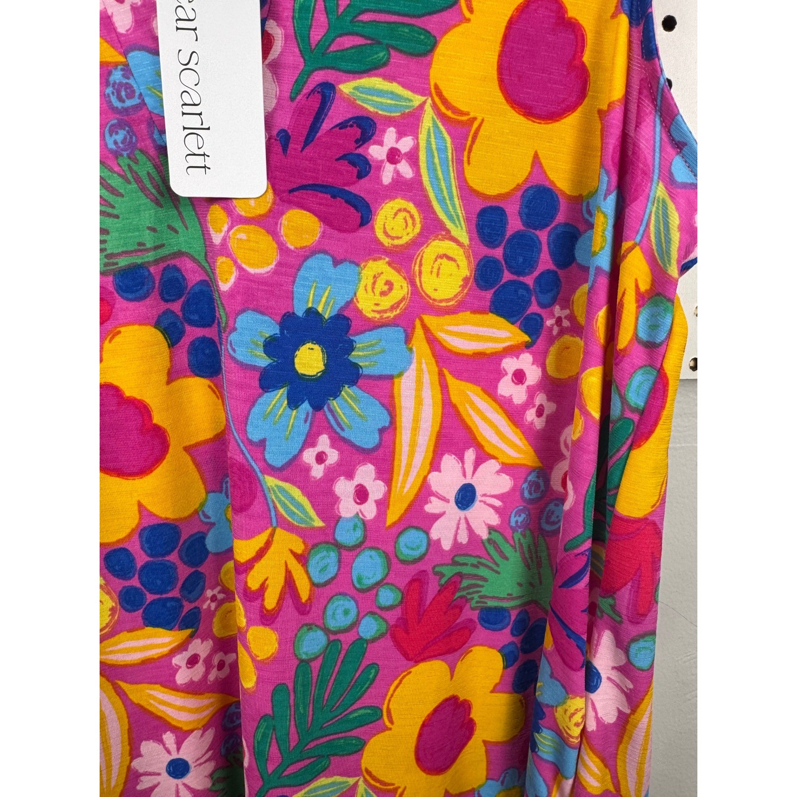Dear Scarlett NWT Pink Floral Lizzy Dress XL Dopamine Maximalist Colorful