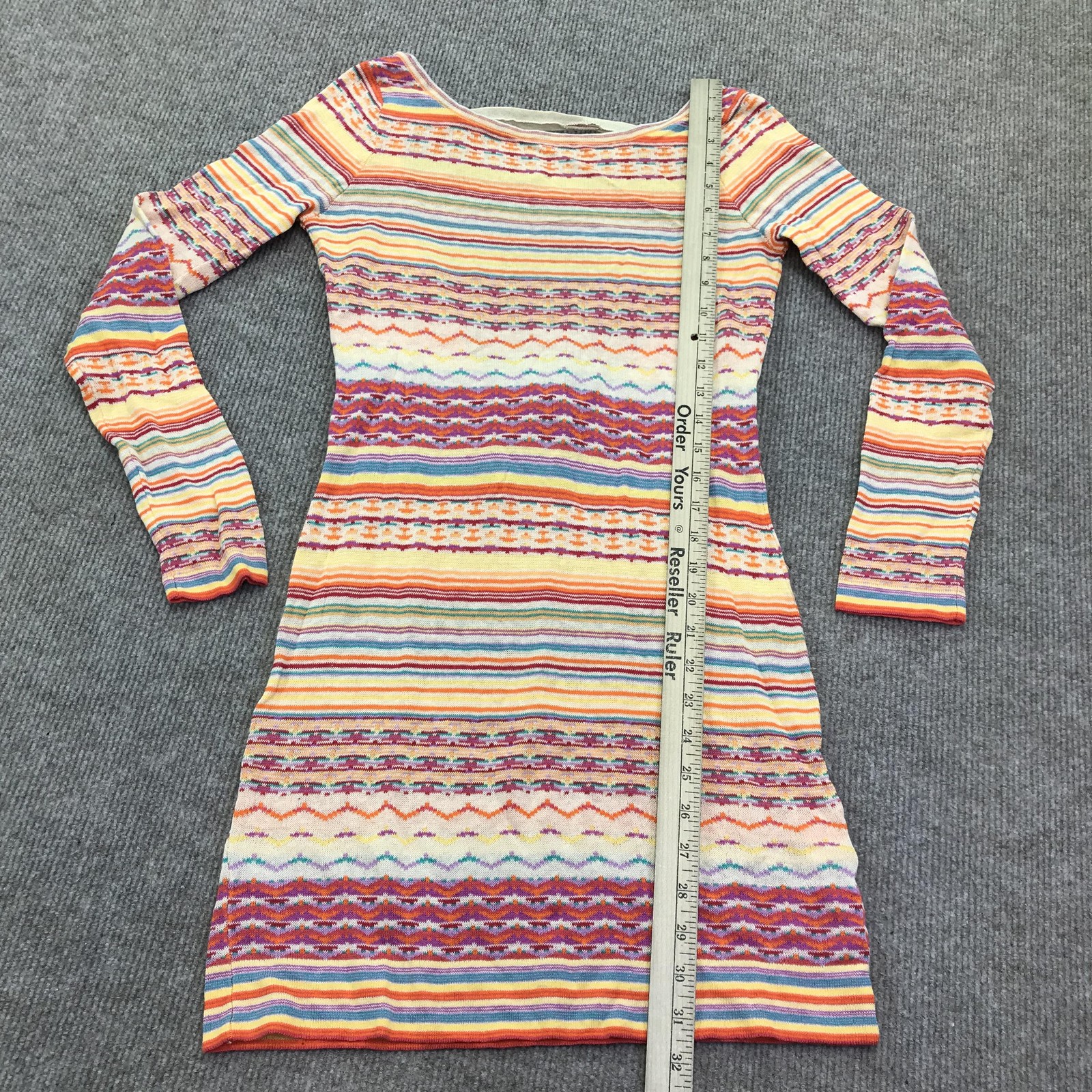 Torn By Ronny Kobo Dress Womens Medium Multicolor Knit Stripe Scoop Back