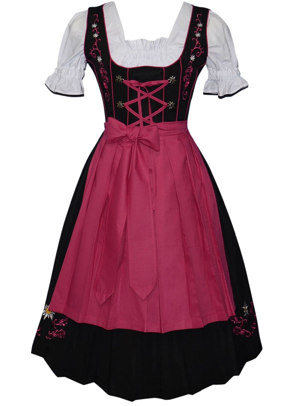XL 20 Black Dirndl German Women Dress Waitress Oktoberfest Holiday Party 3 PIECE