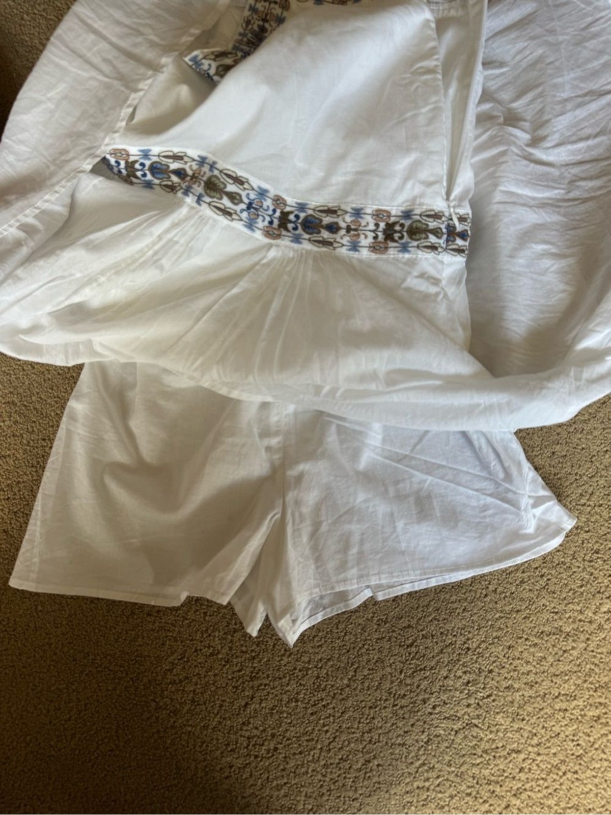 Abercrombie & Fitch White Embroidered Skort Dress V-Neck Spaghetti Strap XS NWT