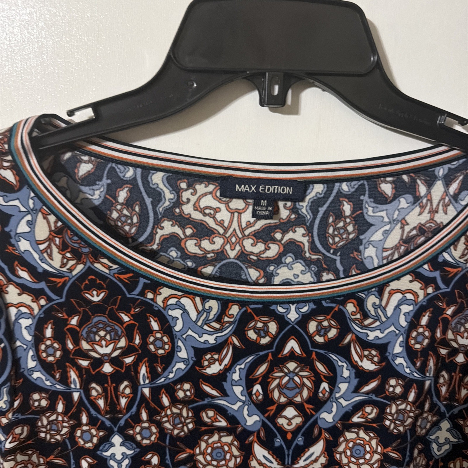 Max Edition Dress M multicolor print open long sleeve tie at cuff