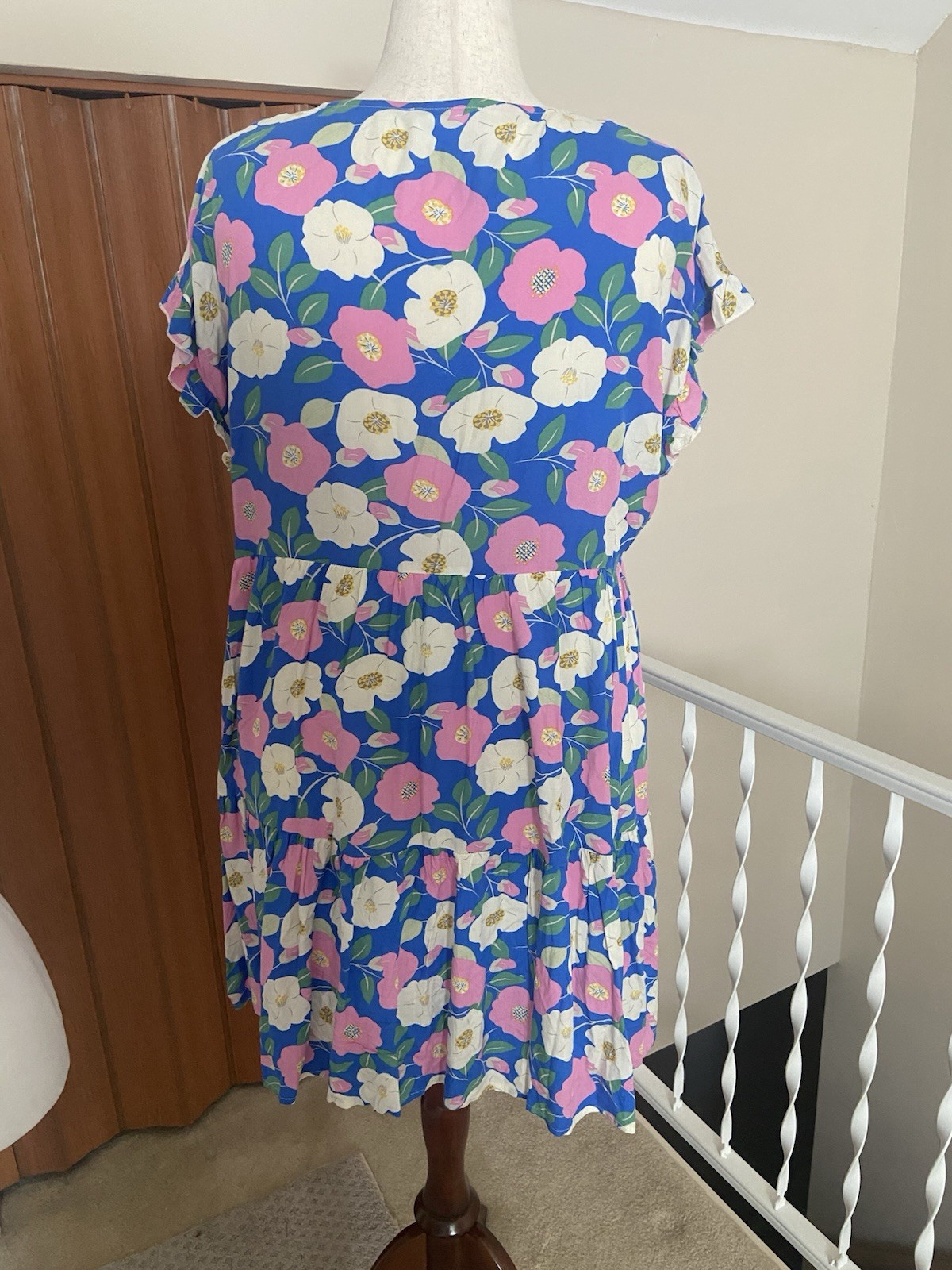 Chic Soul Plus Size 1X Dress Cap Sleeve Loose & Flowy Tiered Babydoll Ruffle