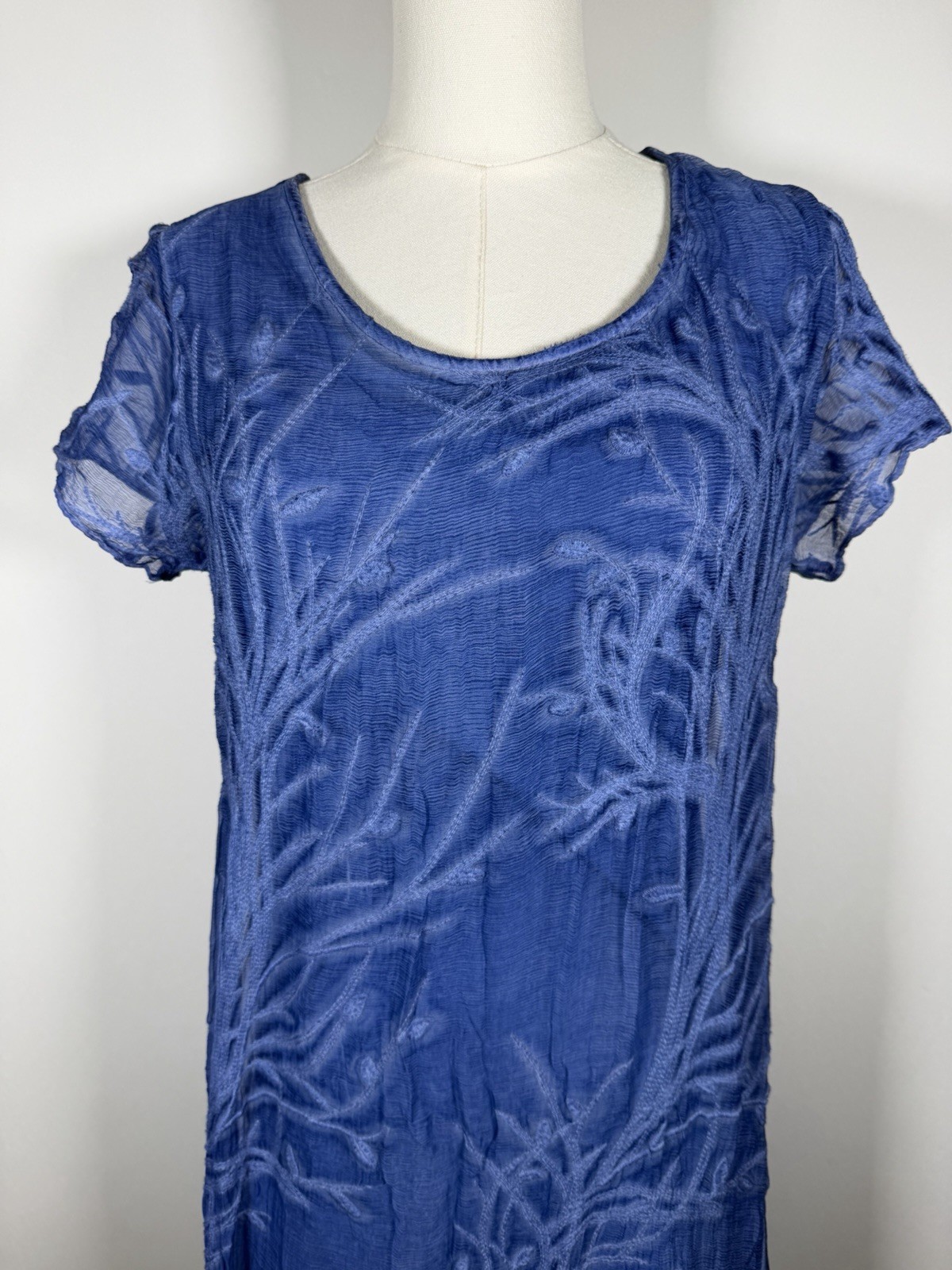 Soft Surroundings blue 100% silk fairy bohemian asymmetrical hem sheer dress XS