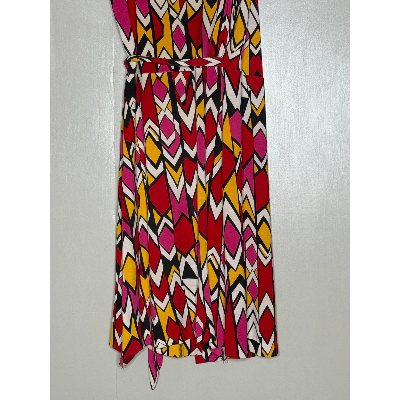 Diane von Furstenberg Silk Jersey Wrap Dress Geometric Print Size 8