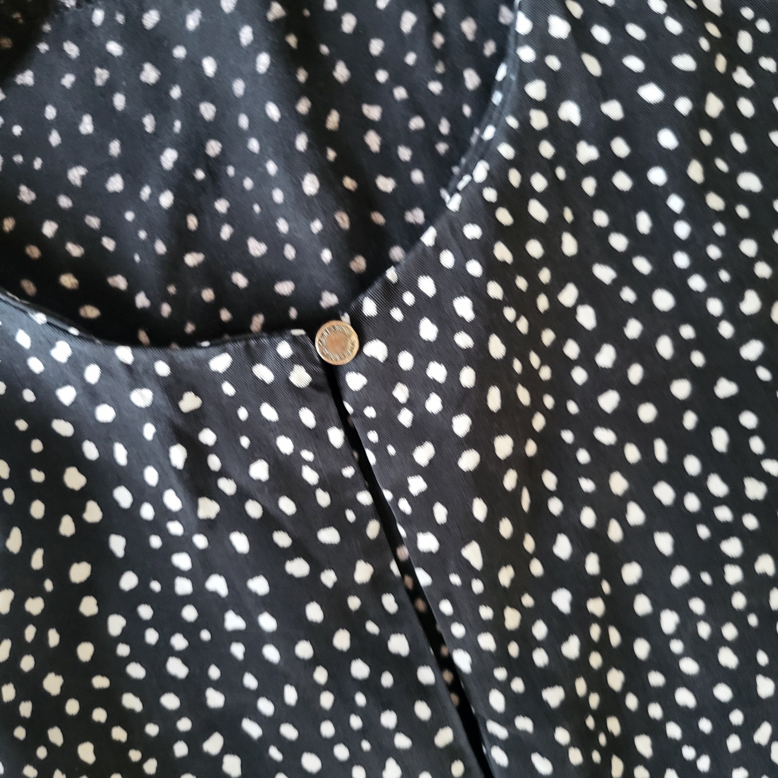 Saint & Sofia, monochrome dot, tiered maxi dress, sleeveless 12, pockets