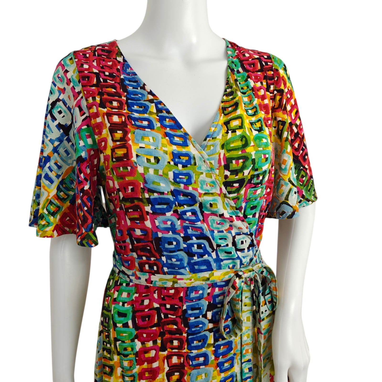 Jams World Adele Wrap Dress Size XS Road Trip Multicolor Print Hawaiian Beachy