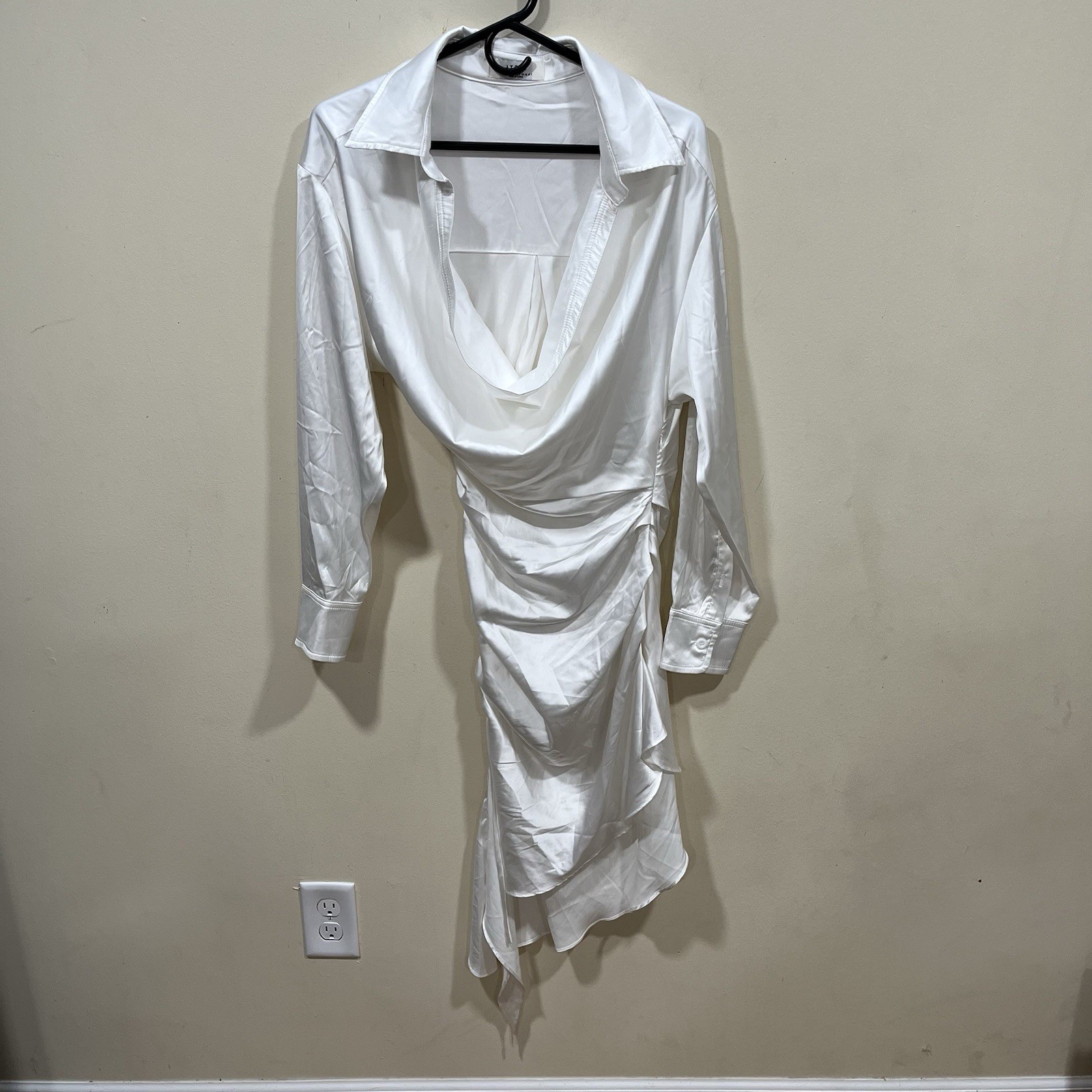 NWOT Atoir silky ruched shirt dress white size 4 wrap A line sheath dress