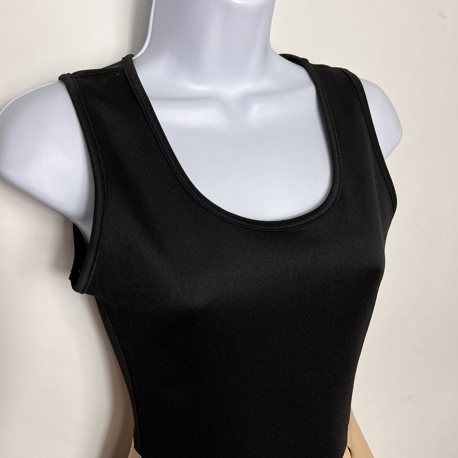 Windsor A-Line Dress Small Black Pullover Stretch Sleeveless Scoop Neck Pleated
