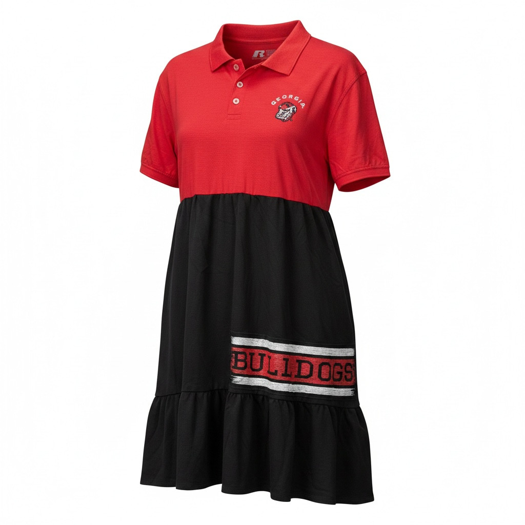 Georgia Bulldogs Upcycled Dress Women’s 2XL Handmade Game Day Velvet Familiar