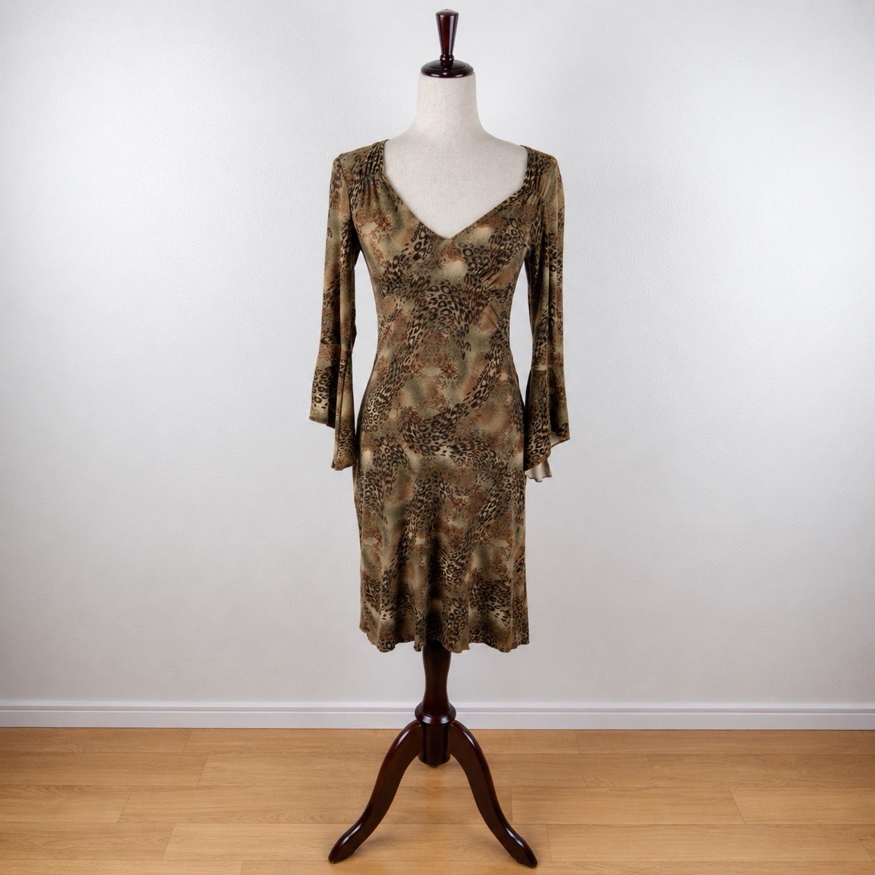 VTG IN San Francisco Dress Womens XS* Green All Over Print Fairy Grunge Y2K 90s