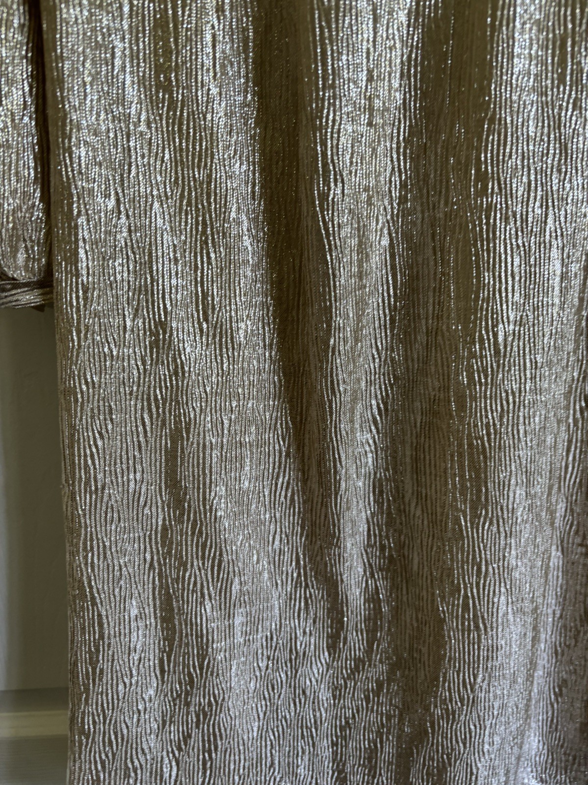 VTG 70’s Glamour Egypt Gold Disco Metallic Surplice Party Dress Long Sleeve