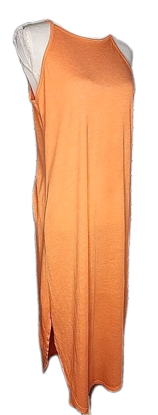 • Shein Women’s Sleeveless Midi Shift Dress Size 6 Orange Side Slits