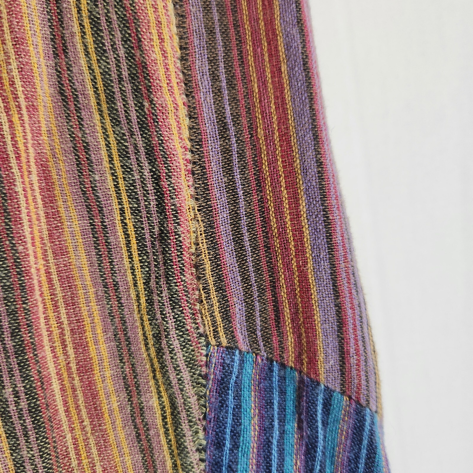 Avatar Womens Skirt L Multicolor Patchwork Cotton Side Zip Long Pleated Stretch
