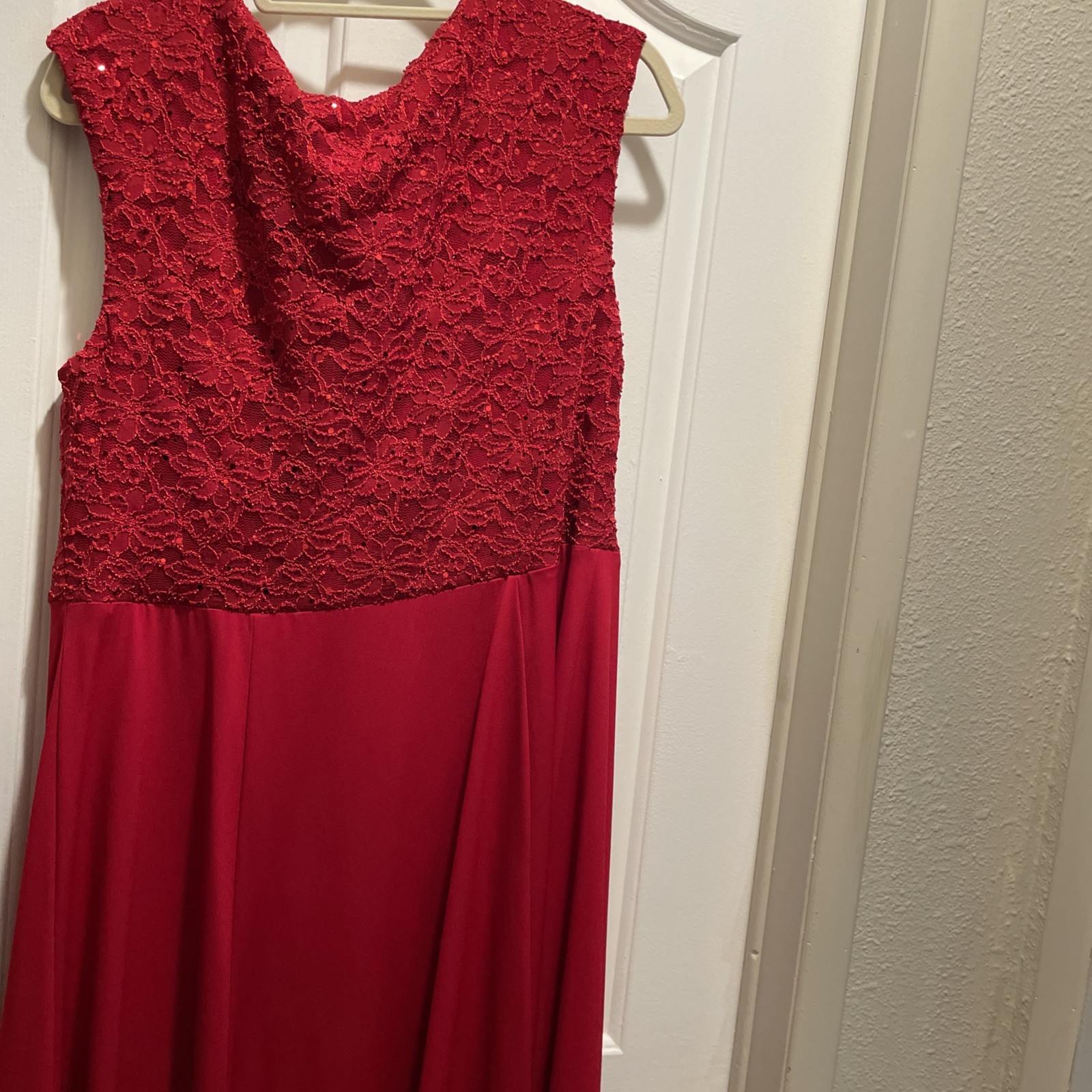 Connected Apparel 18w Red Sequin/Lace Long dress NWT
