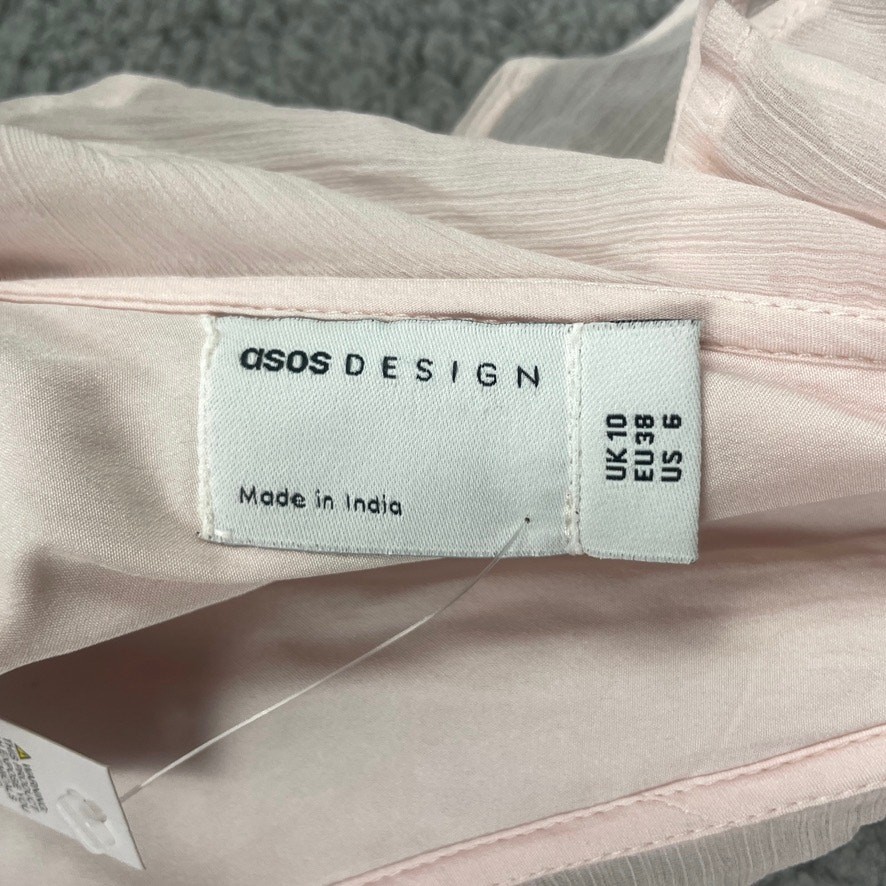 Asos Design Women’s US 6 Pink 100% Polyester Bridemaids Flutter Sleeve Dress