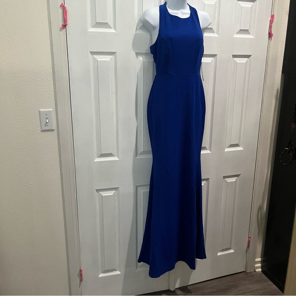 NWT Lulu’s Blue Sheath Maxi Dress with Halter Neckline formal gown dress