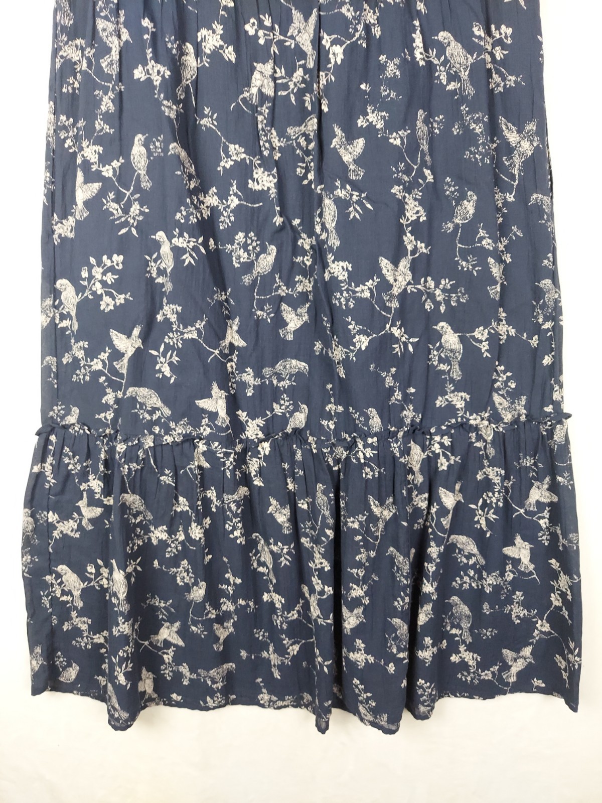 J.Jill Midi Dress Womens Medium Bird 100% Cotton Gauze Casual Lined Tiered
