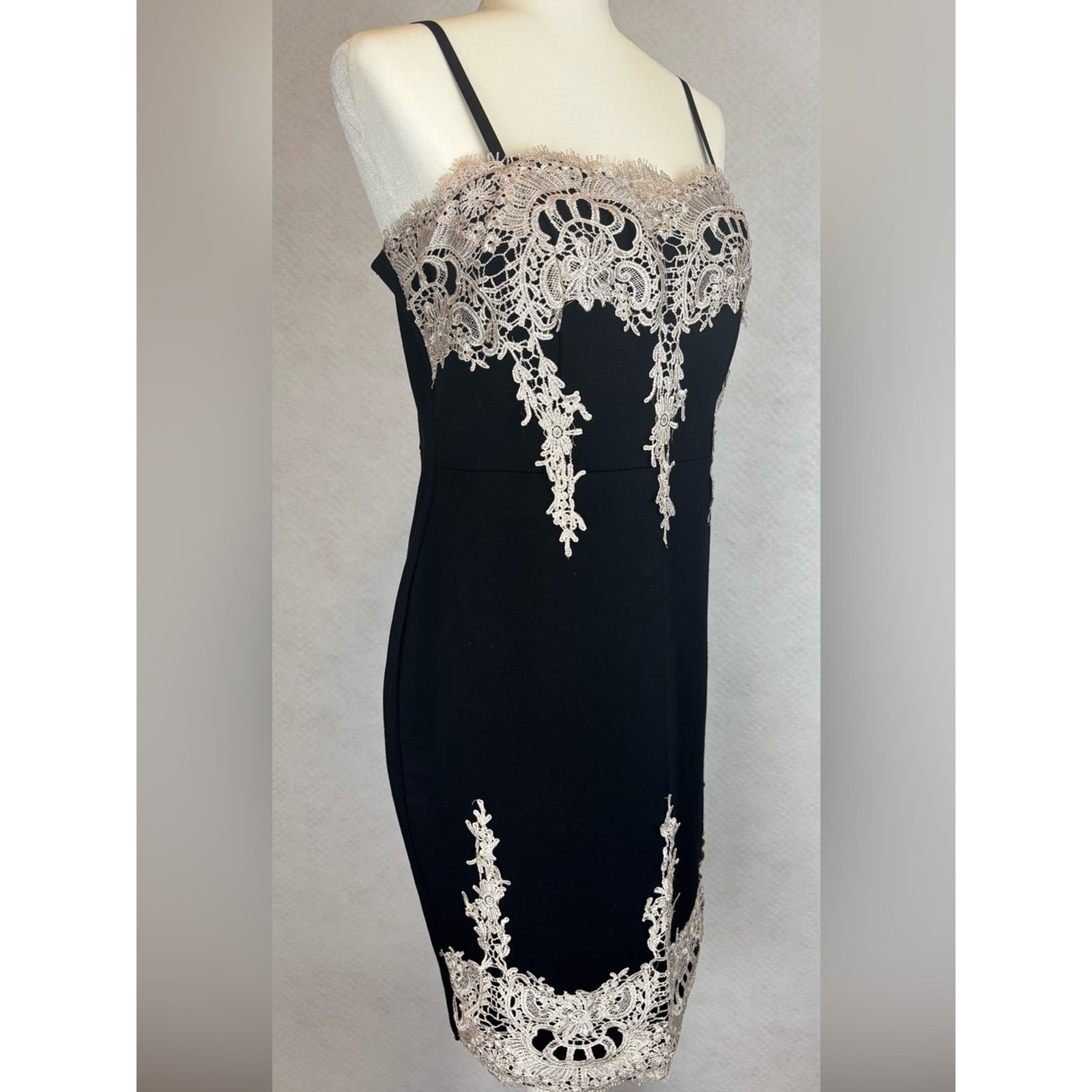 Haute Monde Black Lace Trim Bodycon Dress XL Spaghetti Strap Going Out Mini