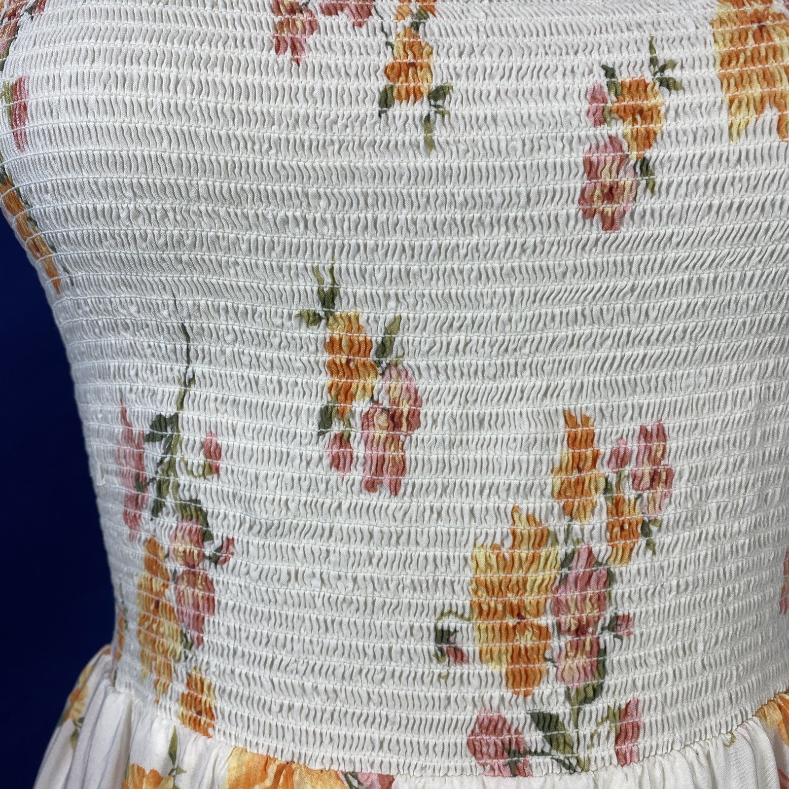 Old Navy Cami Smocked Floral MIDI Sundress Lined Pockets Cottagecore Sz M