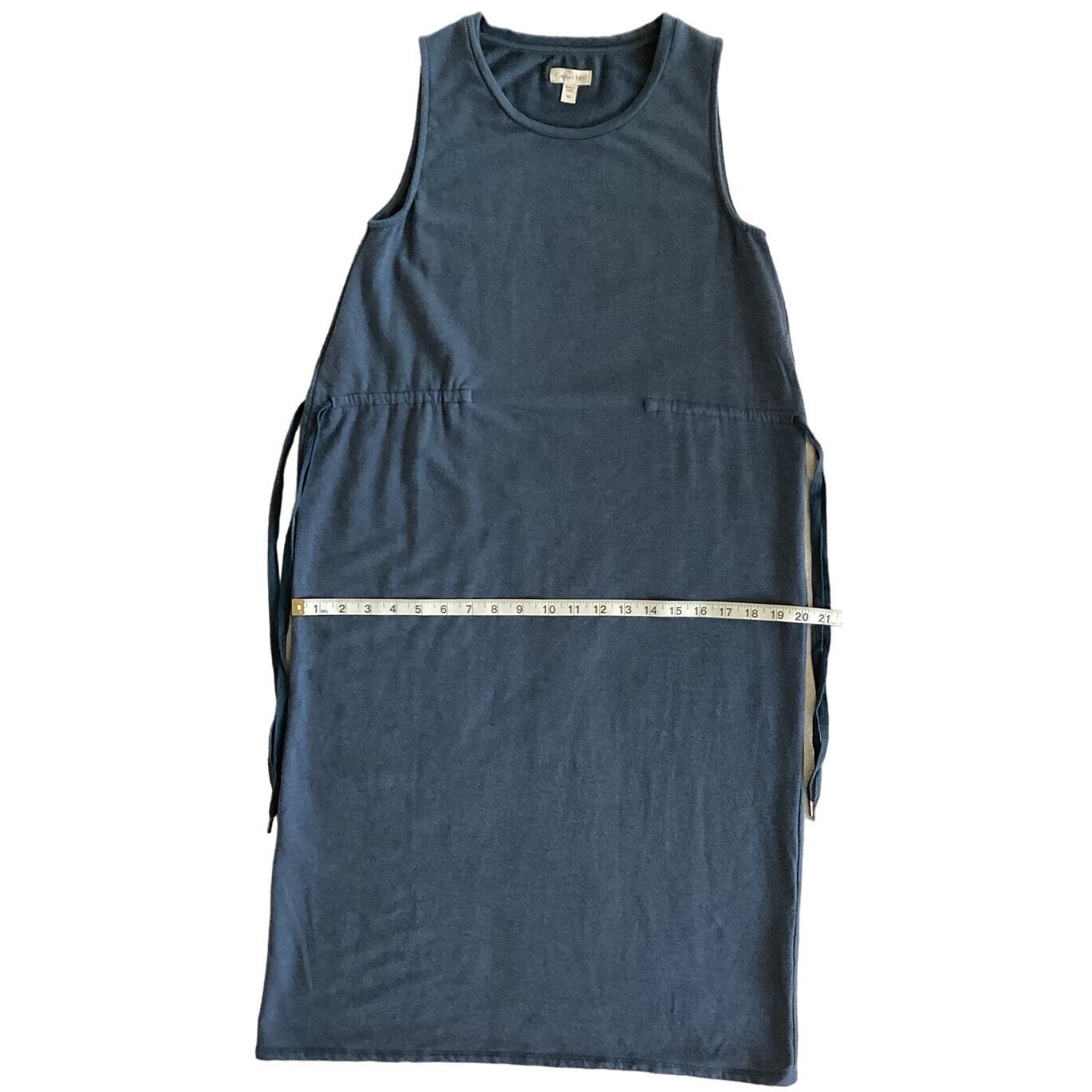 Garnet Hill Stretch TENCEL Jersey Knit Side Tie Sleeveless Midi Dress Blue XS