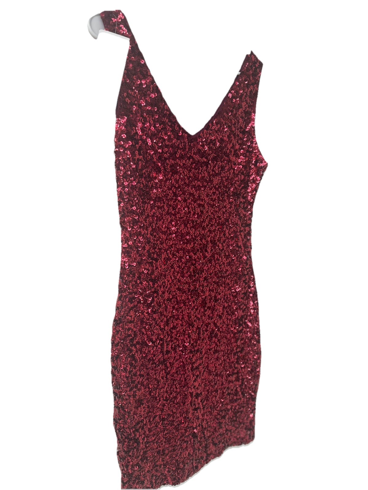 PrettyGuide Sequin Bodycon Dress Women S Burgundy Red V-Neck Mini Party Clubwear