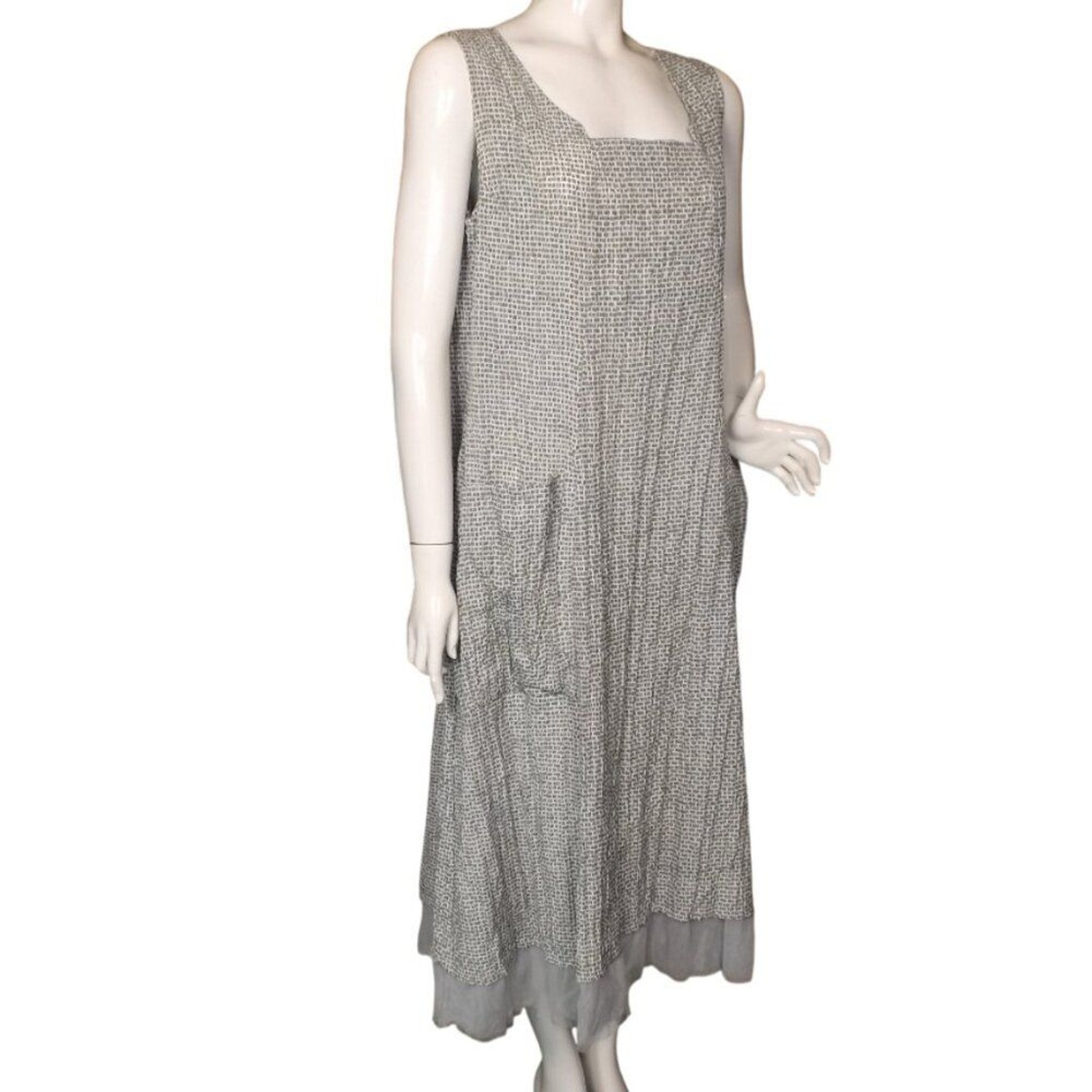 GERSHON BRAM Dress, XL, Summery, Pockets, Sleeveless, Greenish-gray abstract